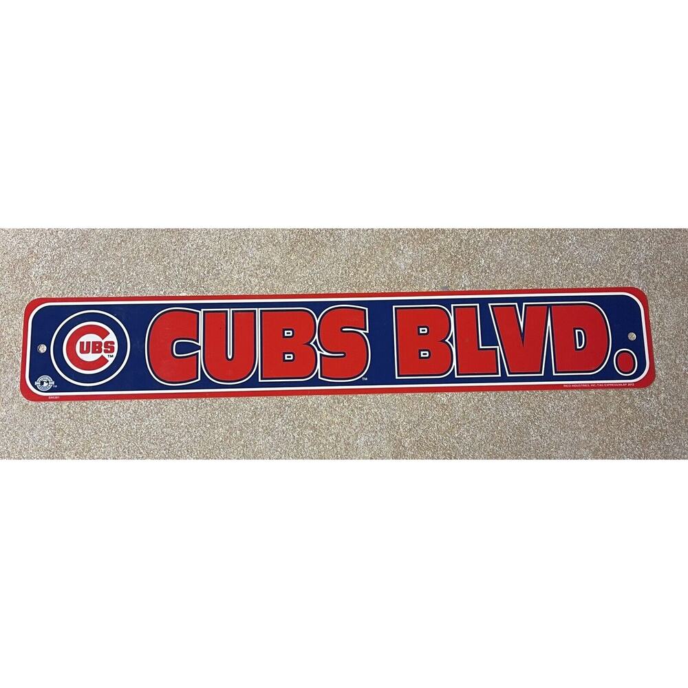 MLB Baseball Chicago Cubs Blvd Plastic Sign 24 x 4 Inches